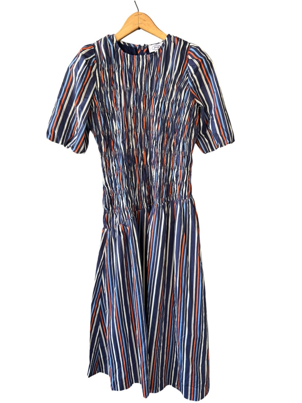 Fancy Clothing Women’s S Navy Striped Asymmetrical Smocked Maxi Dress